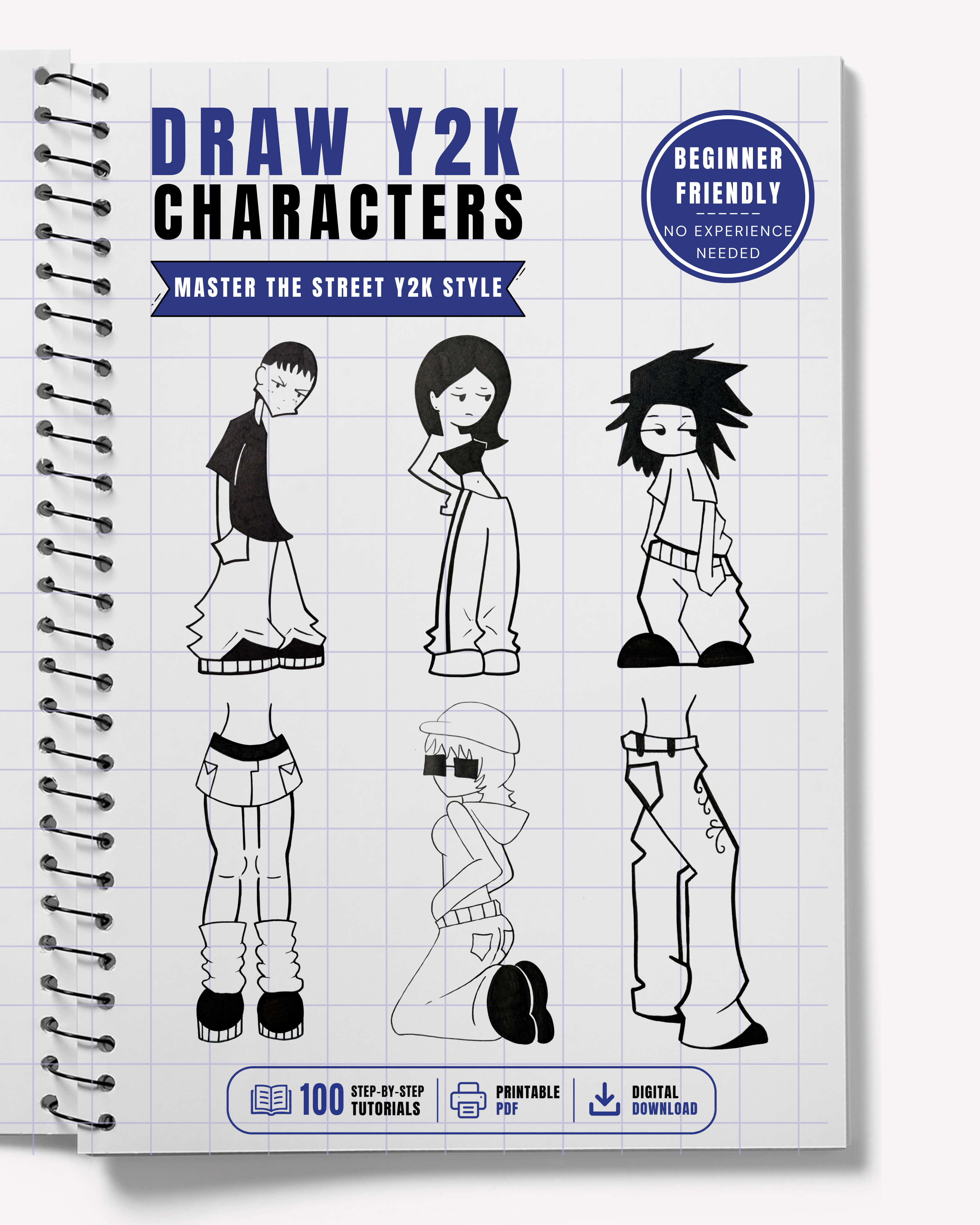 Street Y2K Character Drawing Guide | 100 Step-by-Step Tutorials